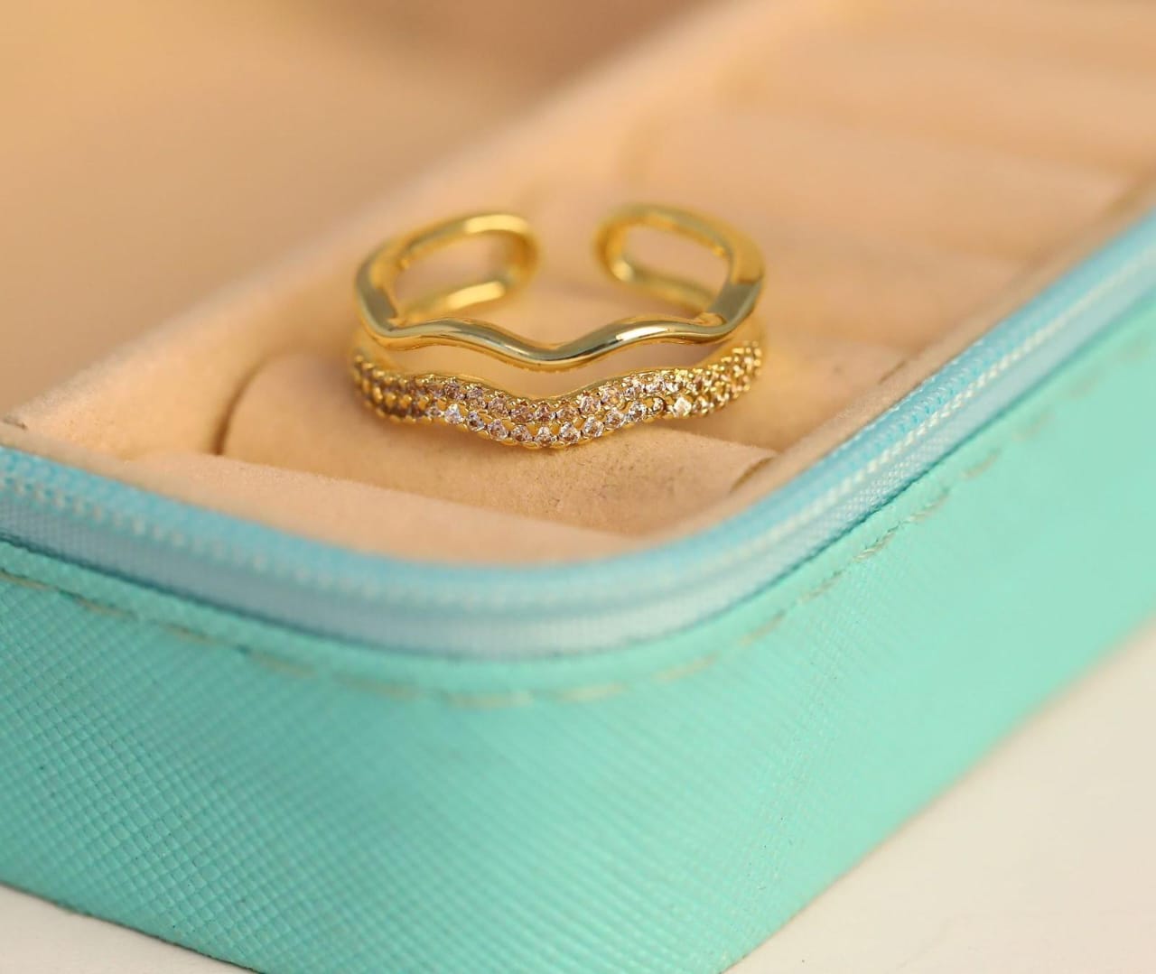 Dual Wave Diamond Ring