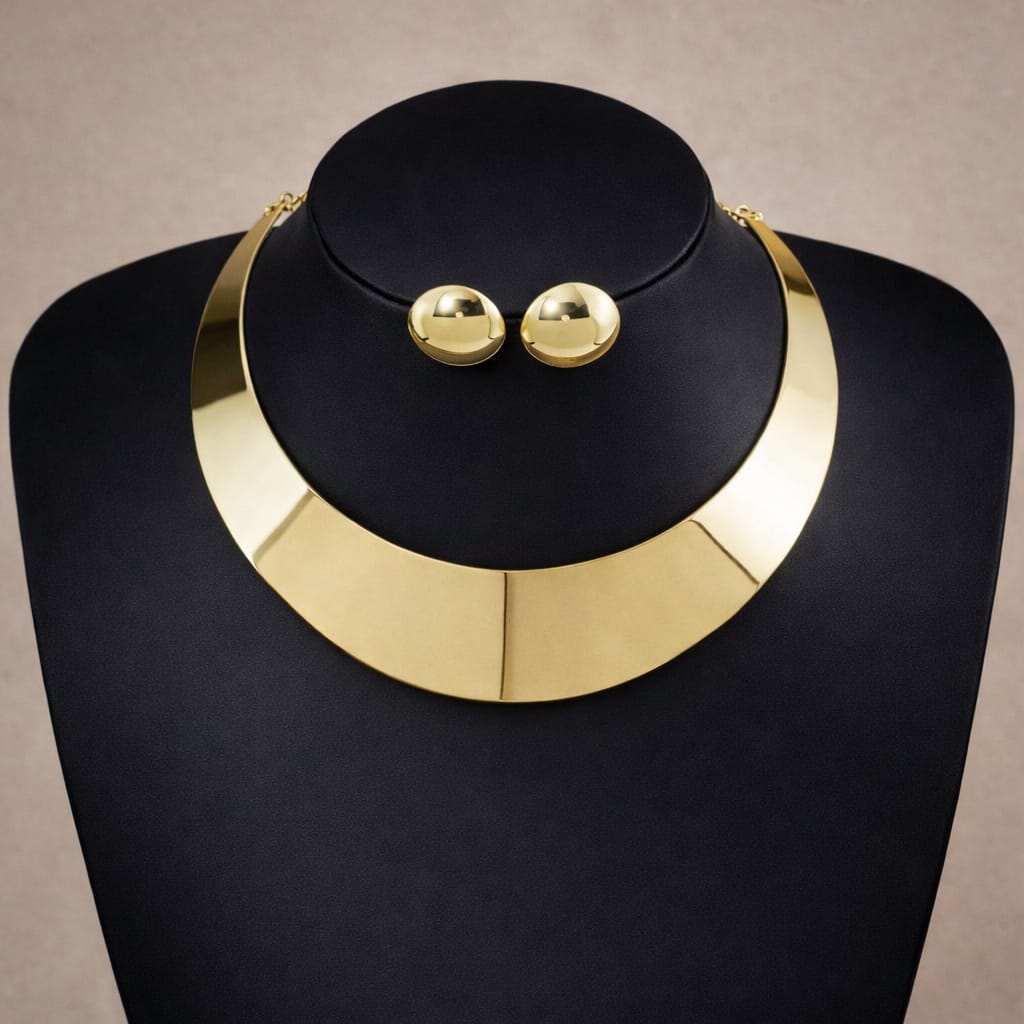 Aarza Gleam: Wide Gold Mirror Choker