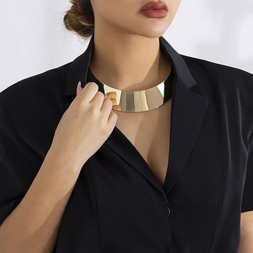 Aarza Gleam: Wide Gold Mirror Choker
