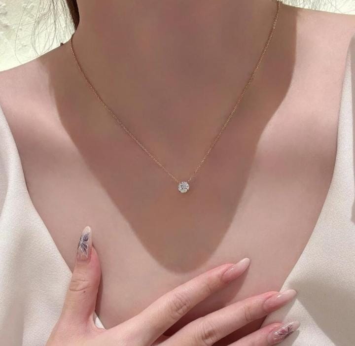 Ziya Solitaire: Gold Pendant Necklace with Crystal Sparkle