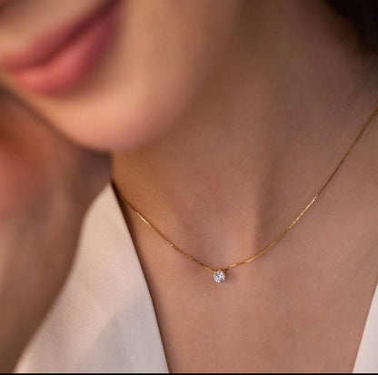 Ziya Solitaire: Gold Pendant Necklace with Crystal Sparkle