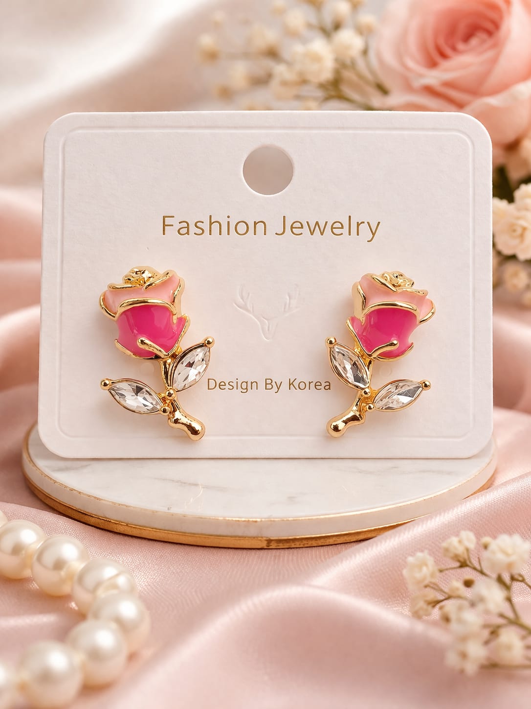 Blush Rose Crystal Earrings