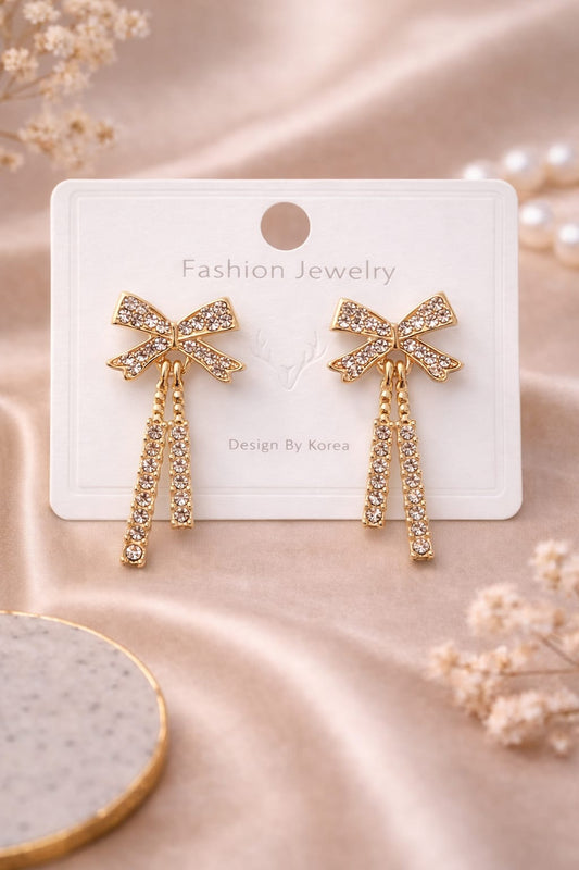 Crystal Cascade Bow Earrings