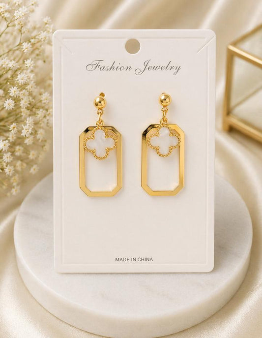 Golden Clover Frame Earrings