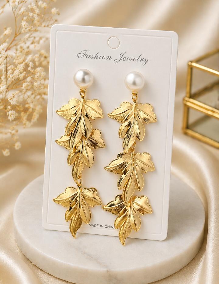 Golden Leaf Cascade Earrings