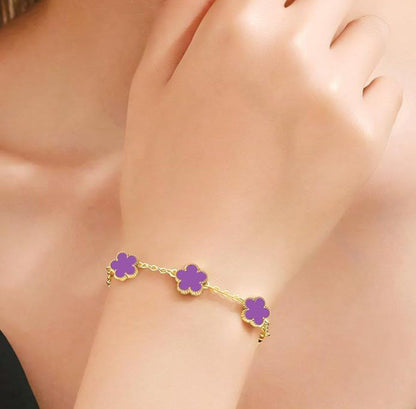 Purple Clover Charm Bracelet