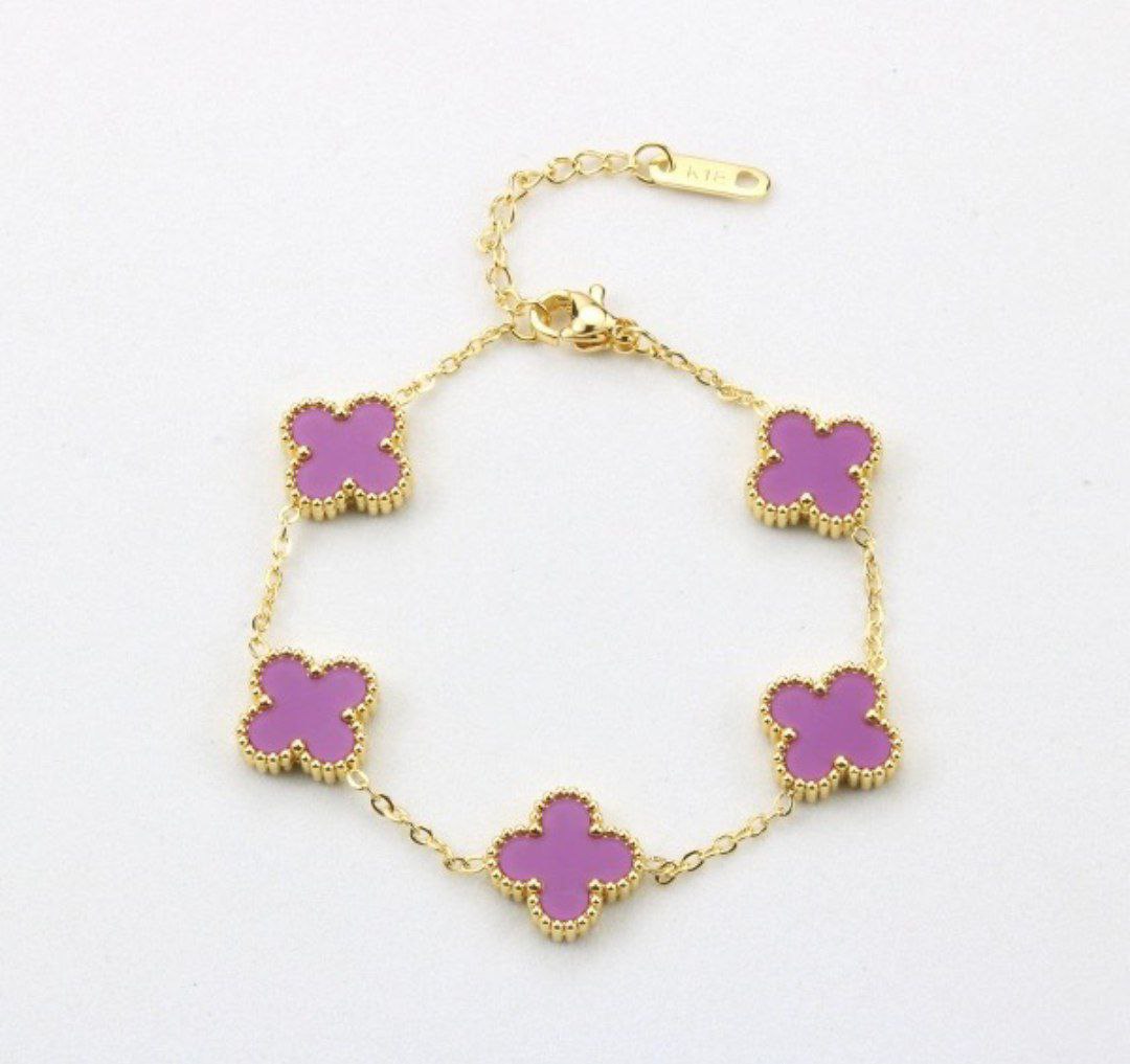 Purple Clover Charm Bracelet