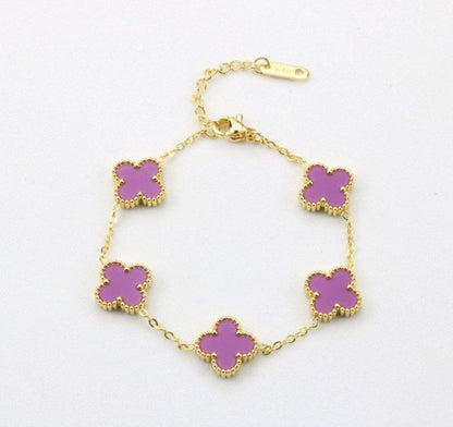 Purple Clover Charm Bracelet