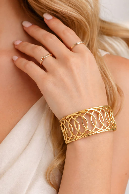 Golden Lattice Cuff Bracelet