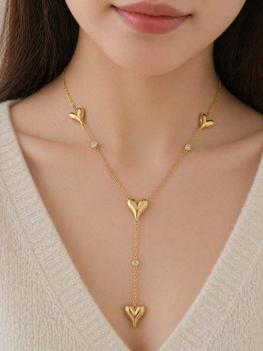 Golden Heart Drop Necklace