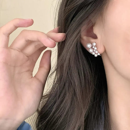 Gold Pearl Rhinestone Earrings
