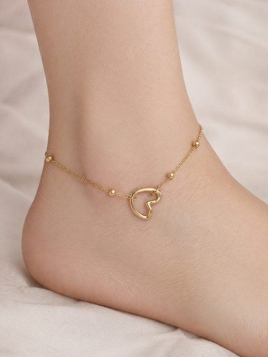Golden Heart Charm Anklet