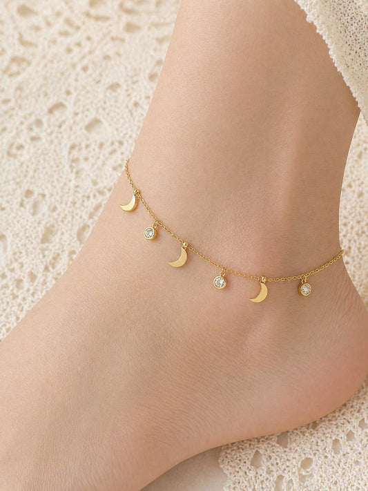 Golden Moon & Gem Anklet