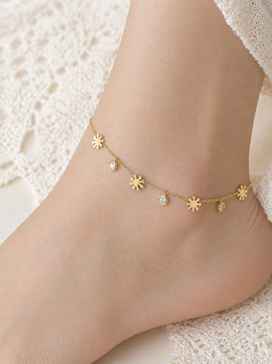 Golden Sunburst Gem Anklet