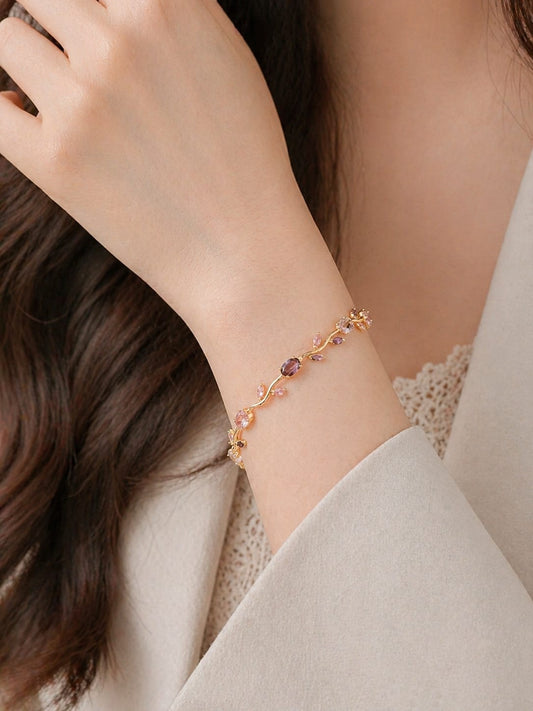 Gold Floral Gemstone Bracelet