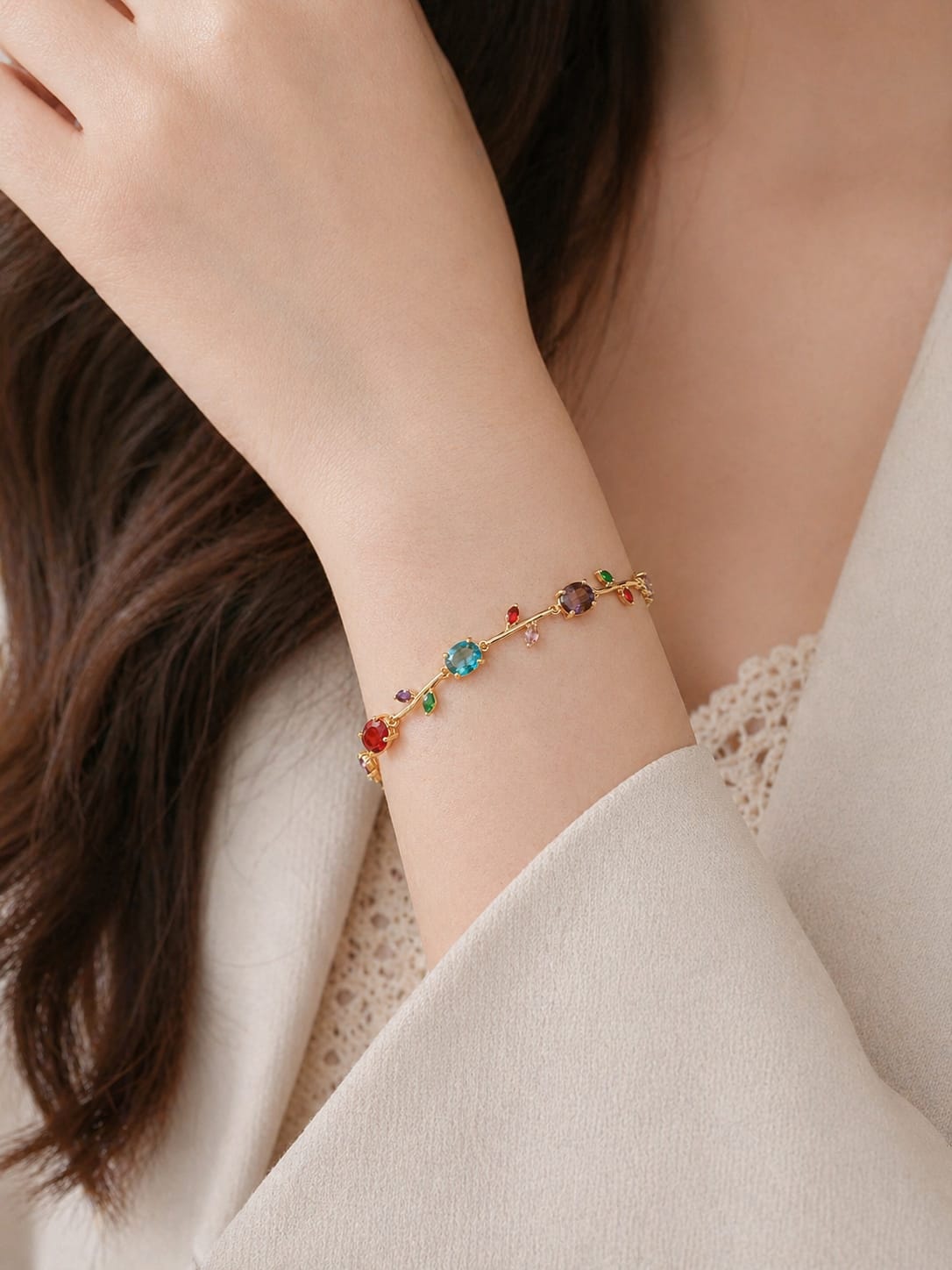 Gold Multicolor Gemstone Bracelet