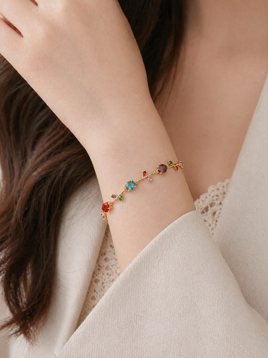 Gold Multicolor Gemstone Bracelet