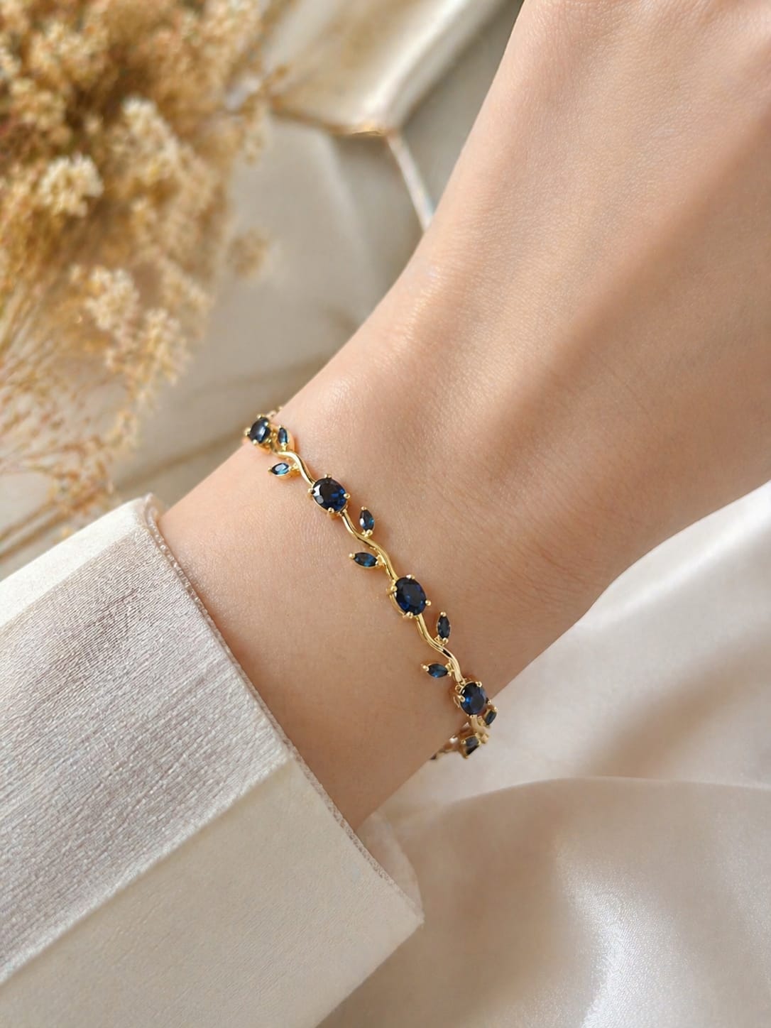 Gold Blue Gemstone Bracelet