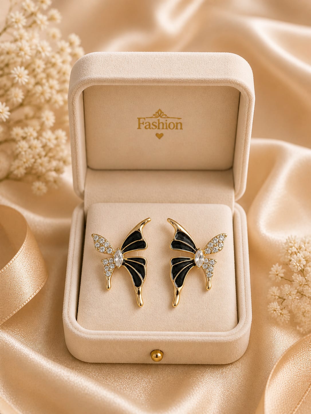 Golden Butterfly Gem Earrings