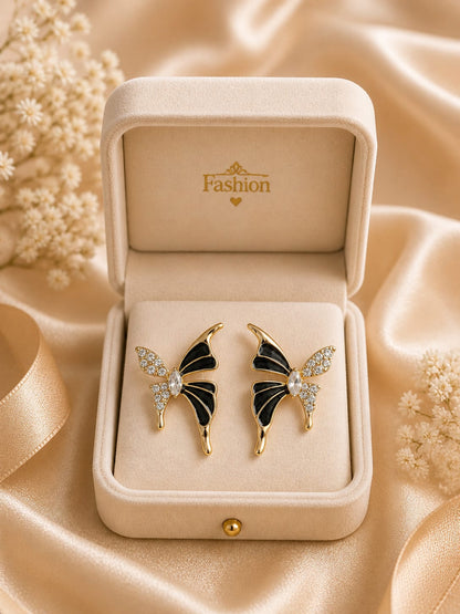 Golden Butterfly Gem Earrings