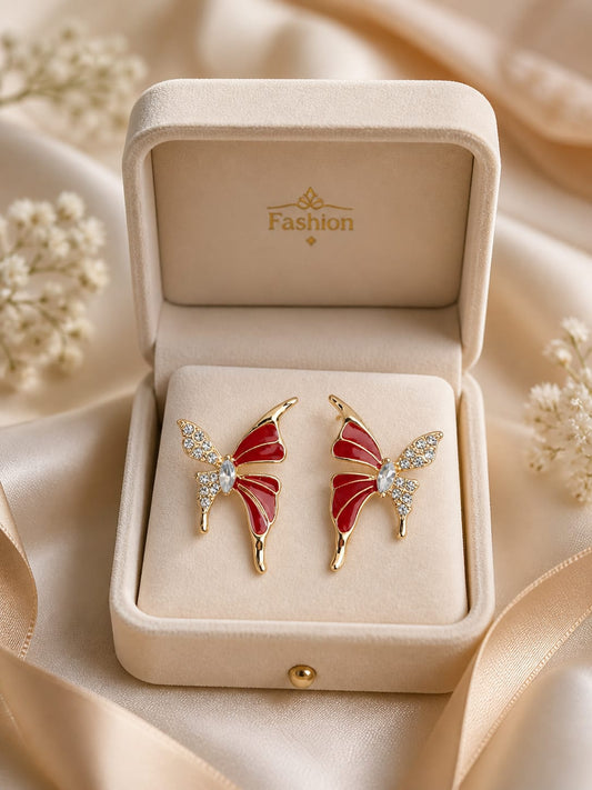 Golden Butterfly Gem Earrings