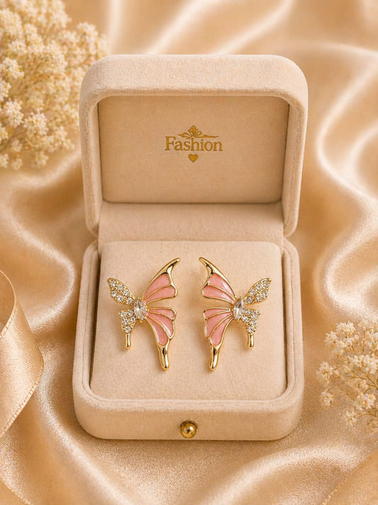 Golden Butterfly Gem Earrings
