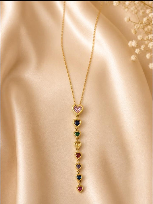 Multi-Heart Gemstone Necklace