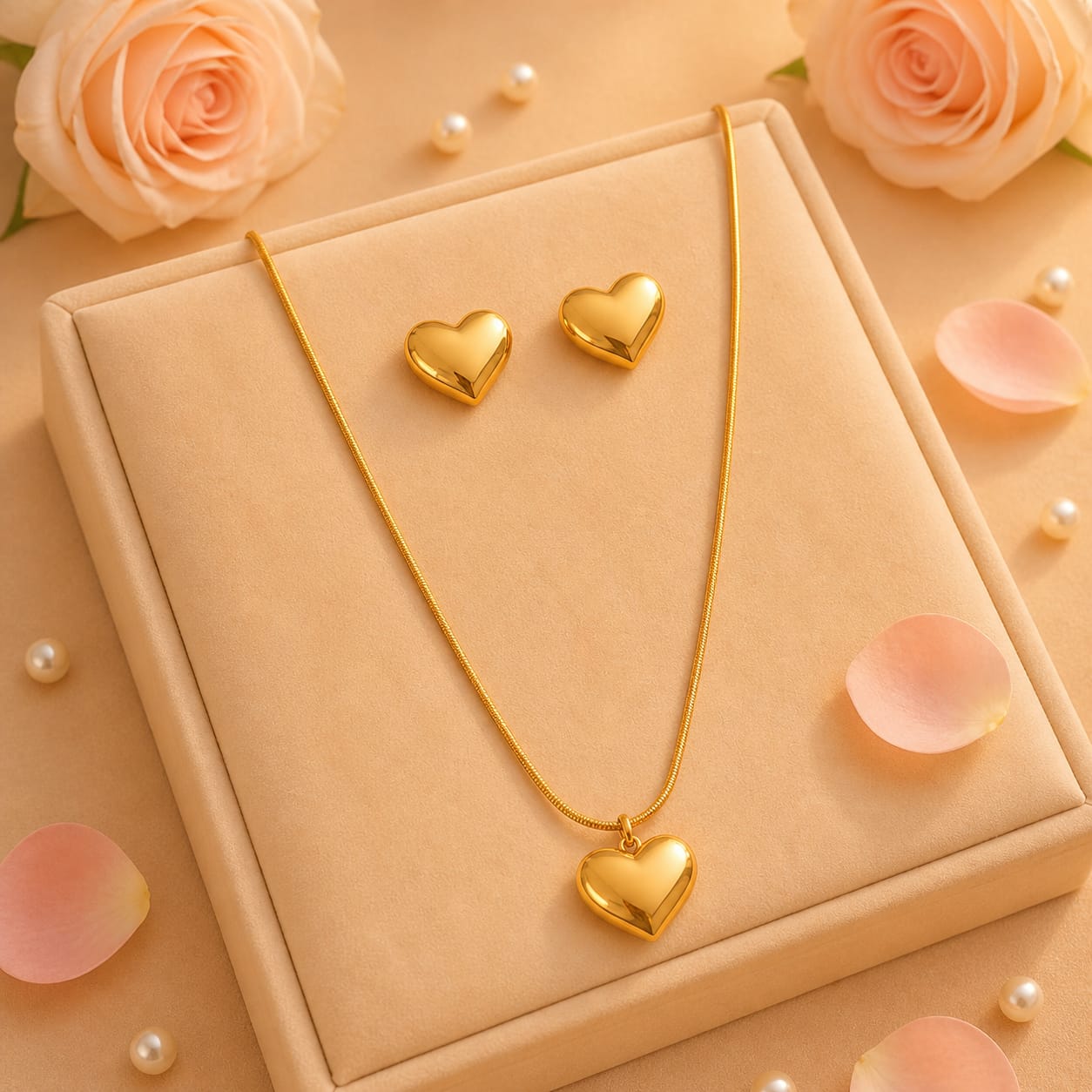 Gold Heart Jewelry Set