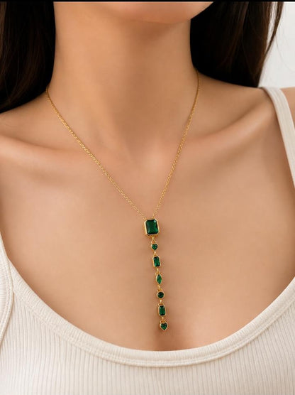 Green Gemstone Cascade Necklace