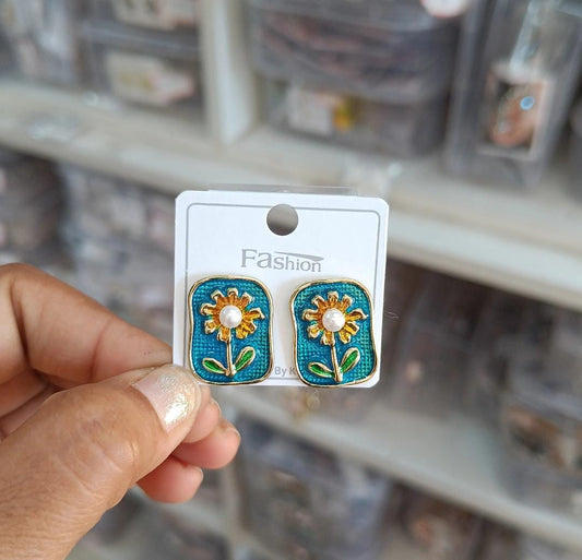 Sunlit Bloom Enamel Earrings