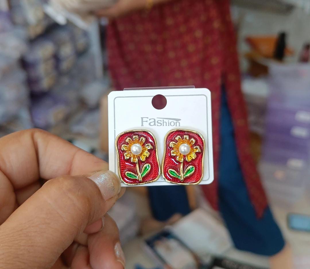 Sunlit Bloom Enamel Earrings