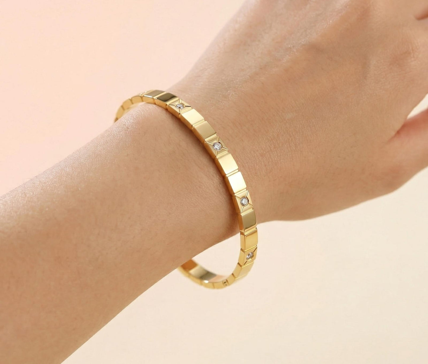 Gold Rectangular Diamond Bracelet