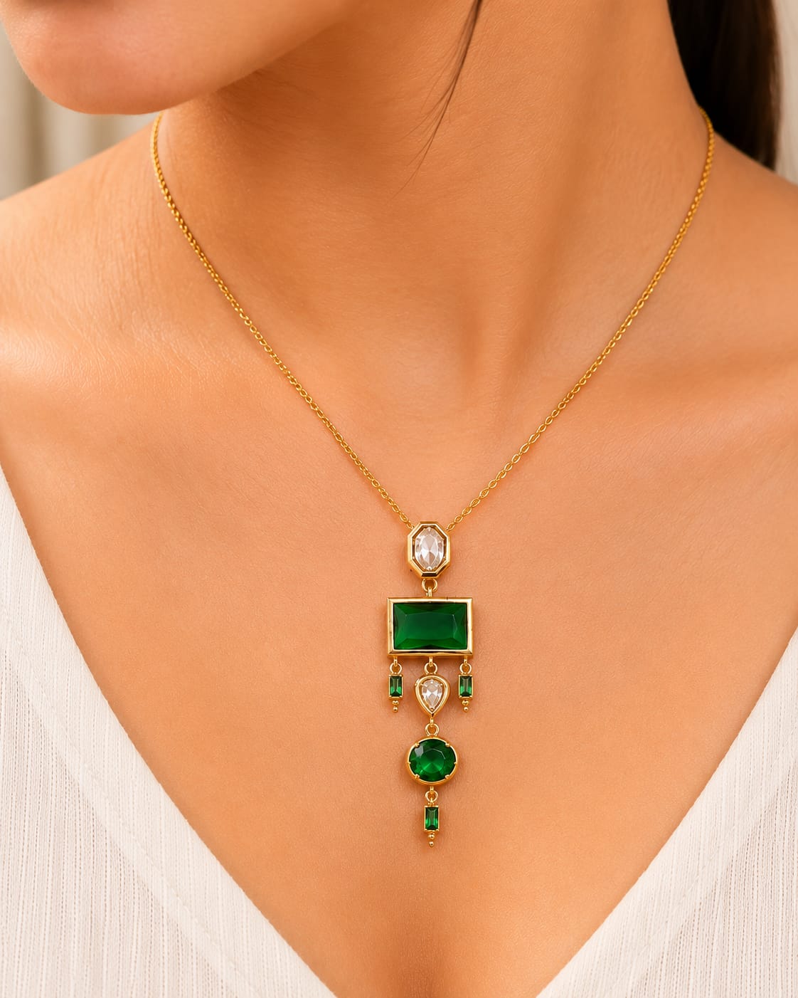 Regal Gemstone Cascade Necklace