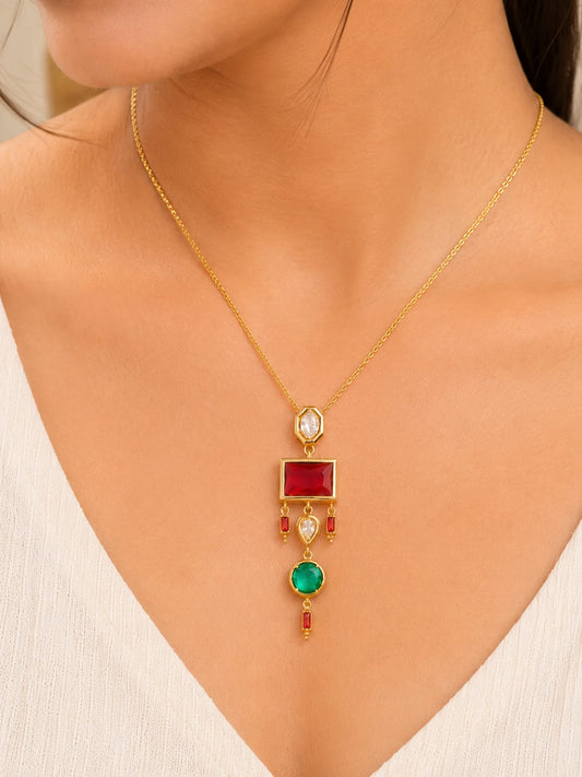 Regal Gemstone Cascade Necklace