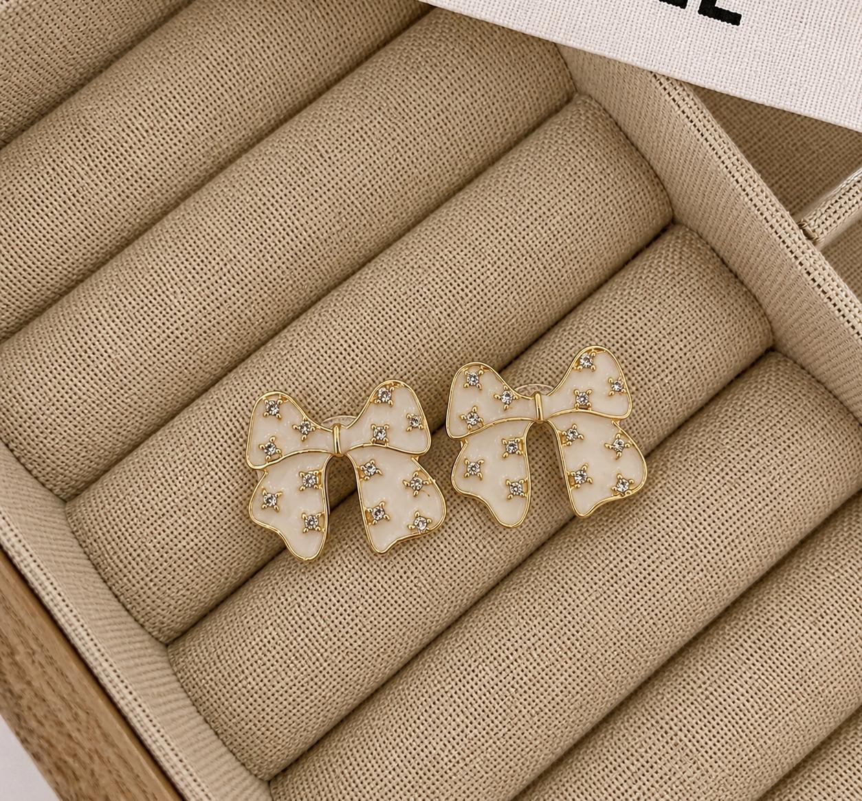 Golden Ribbon Sparkle Earrings