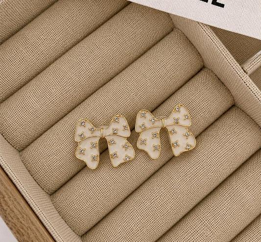 Golden Ribbon Sparkle Earrings