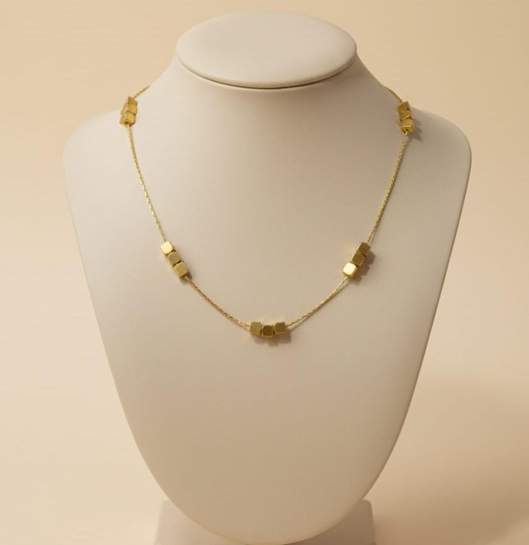 Golden Cube Chain Necklace