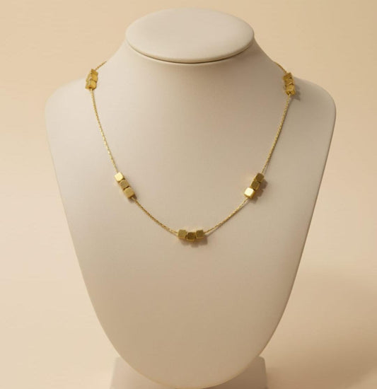 Golden Cube Chain Necklace