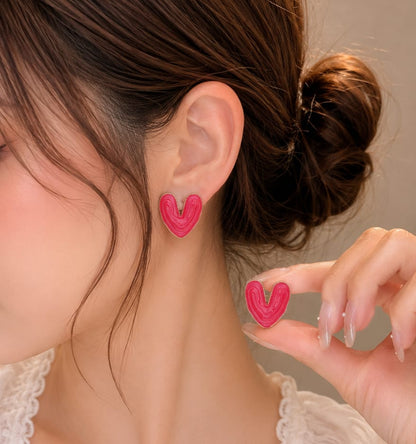 Blush Heart Textured Earrings