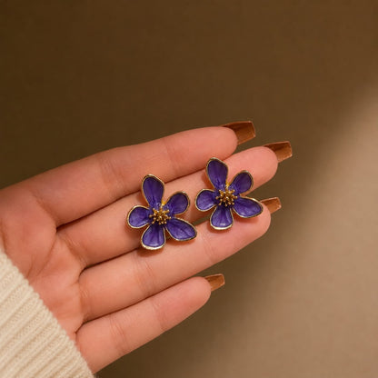 Rosé Bloom Enamel Earrings