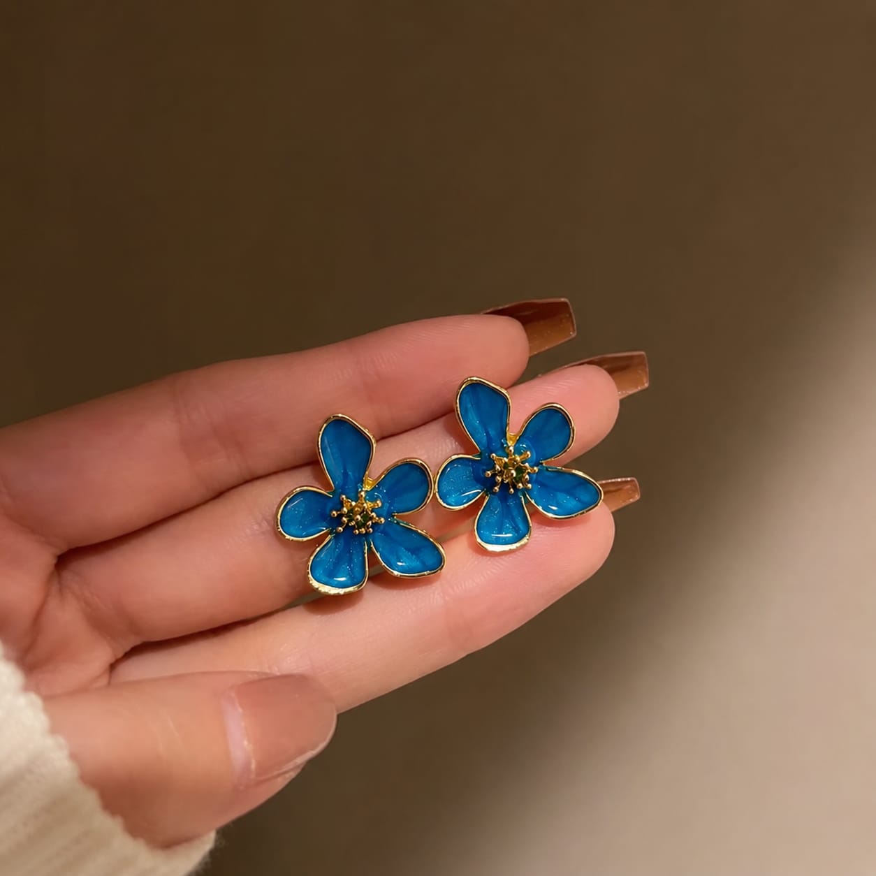 Rosé Bloom Enamel Earrings