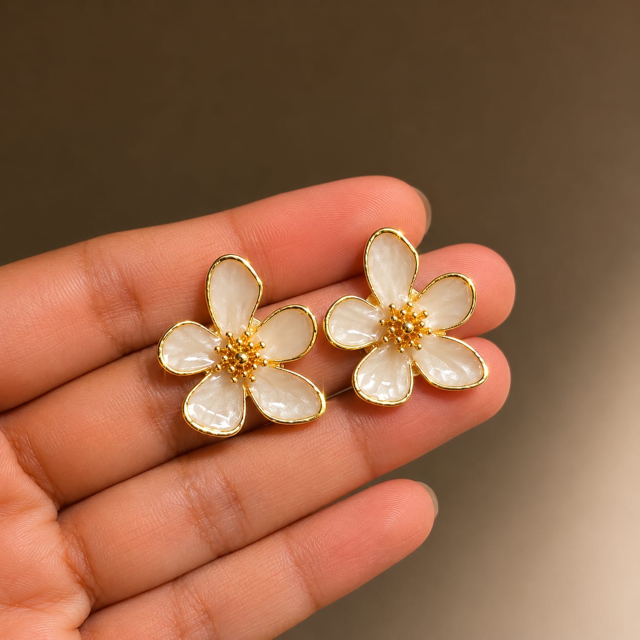 Rosé Bloom Enamel Earrings
