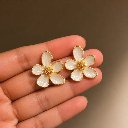 Rosé Bloom Enamel Earrings