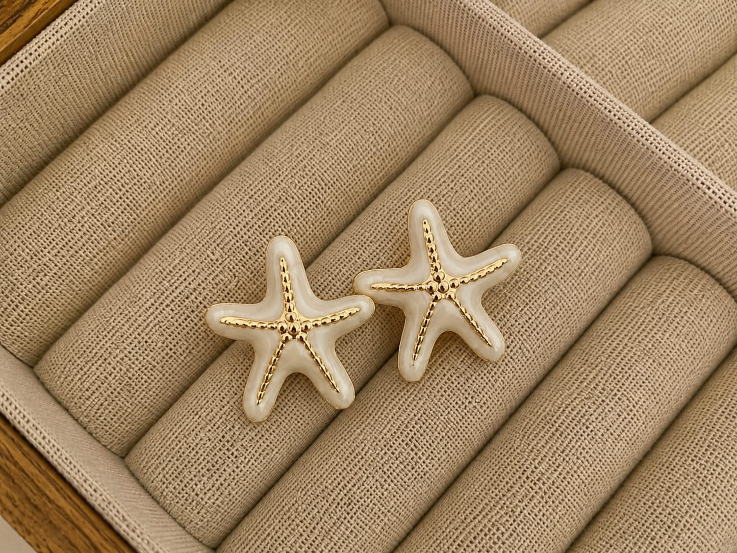 Golden Starfish Pearl Earrings