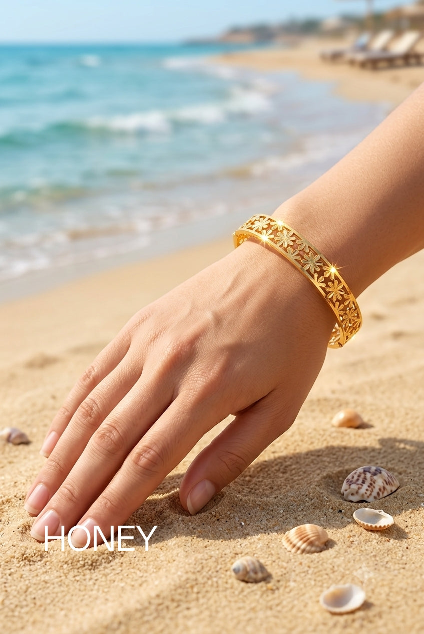 Golden Floral Charm Bracelet
