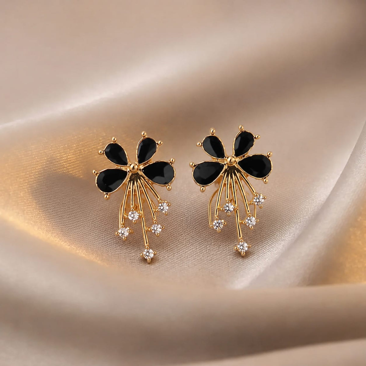 Floral Gemstone Drop Earrings