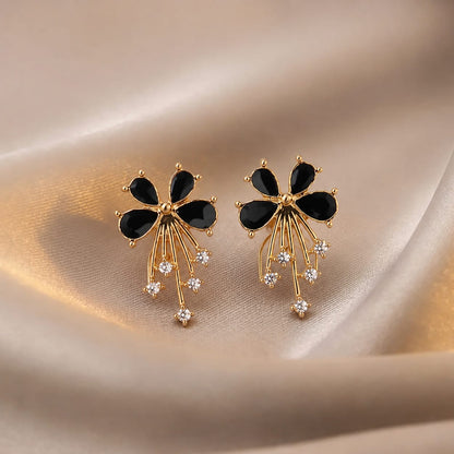 Floral Gemstone Drop Earrings