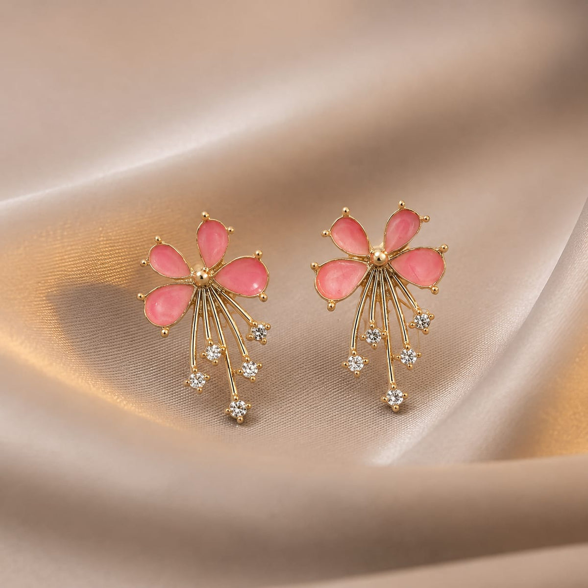 Floral Gemstone Drop Earrings
