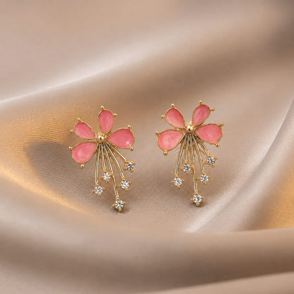 Floral Gemstone Drop Earrings