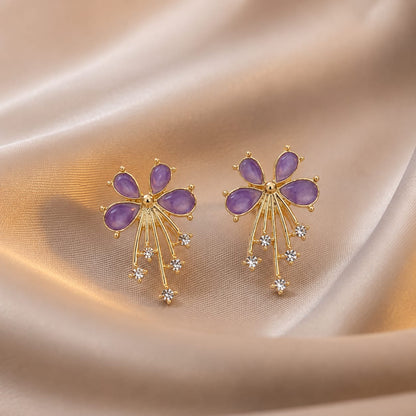 Floral Gemstone Drop Earrings